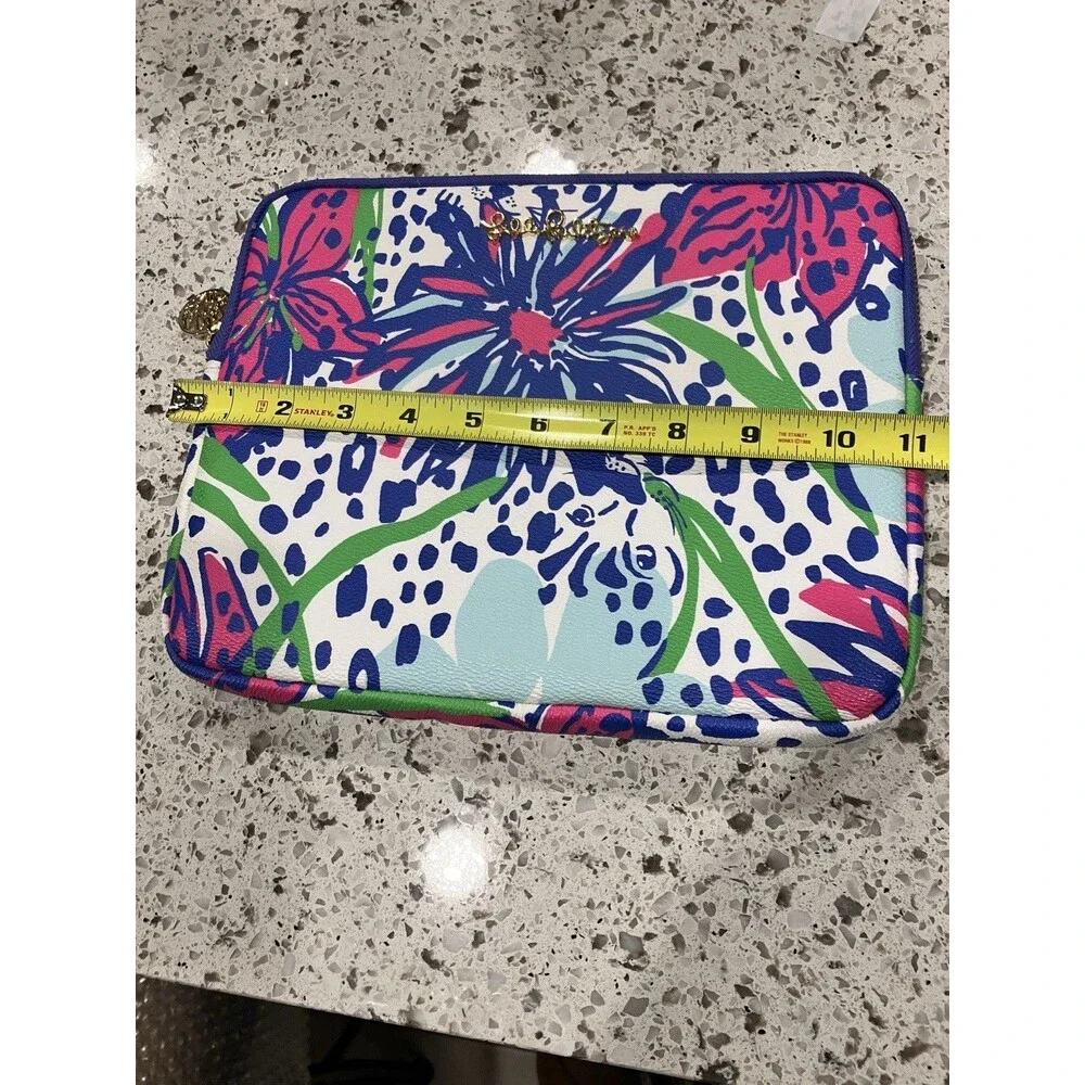 New Lilly Pulitzer iPad Tech Clutch Bag Resort White IN THE GARDEN Purse Handbag